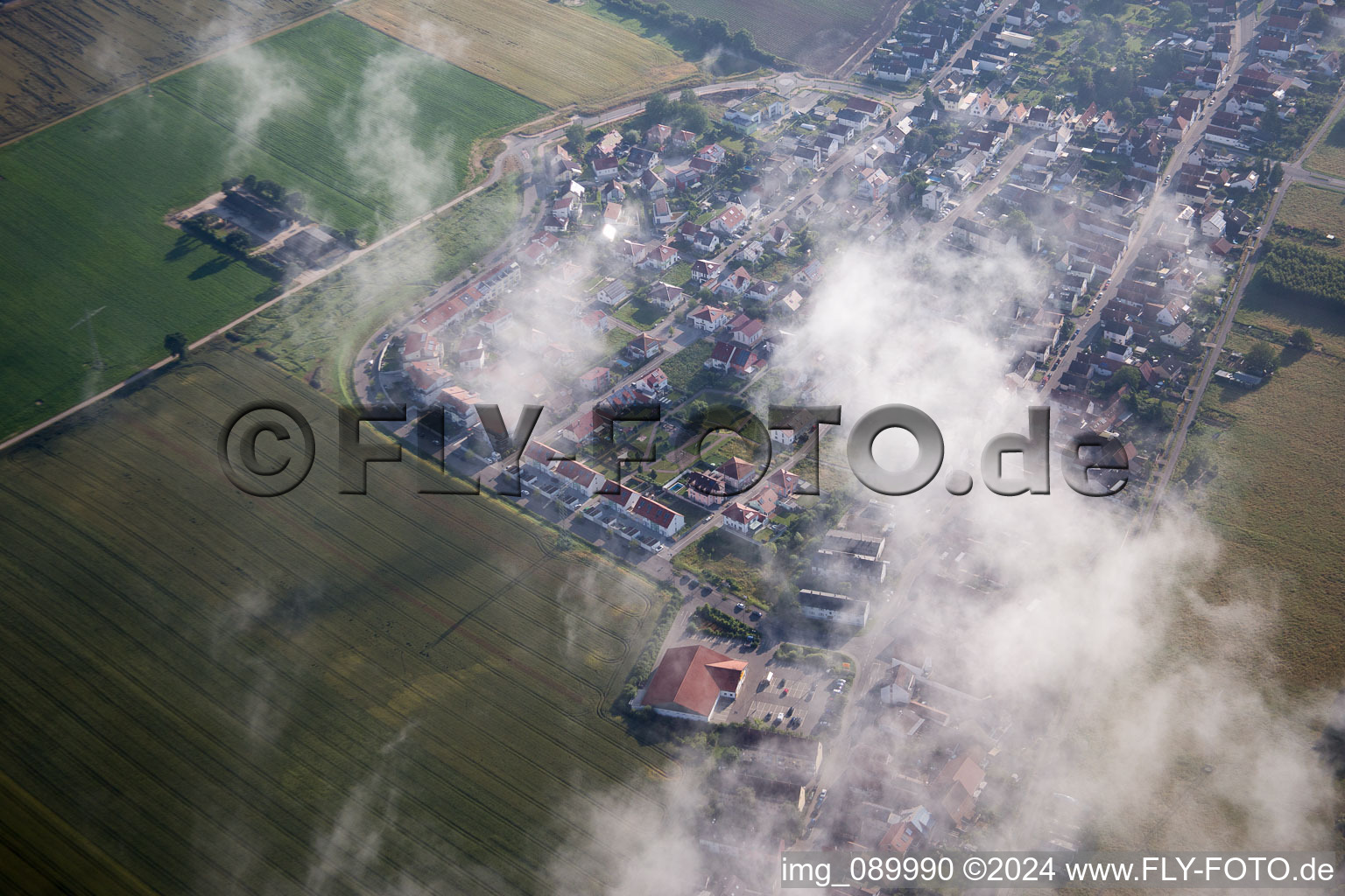 Minfeld in the state Rhineland-Palatinate, Germany from the plane