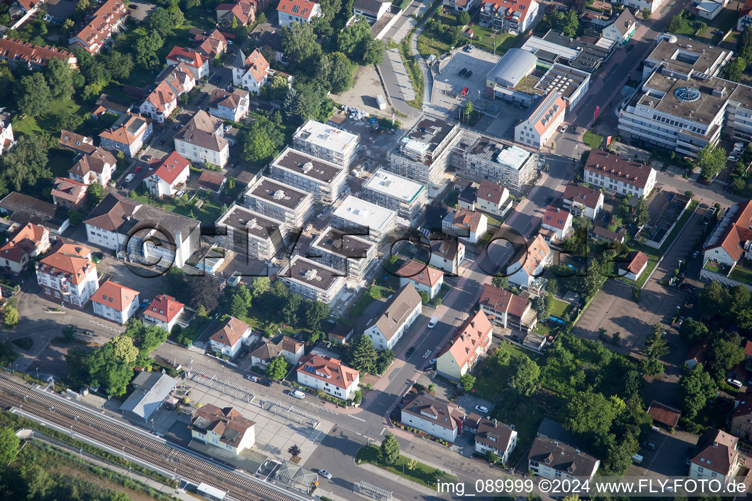 Bird's eye view of Construction site for City Quarters Building 'Im Stadtkern' in Kandel in the state Rhineland-Palatinate, Germany