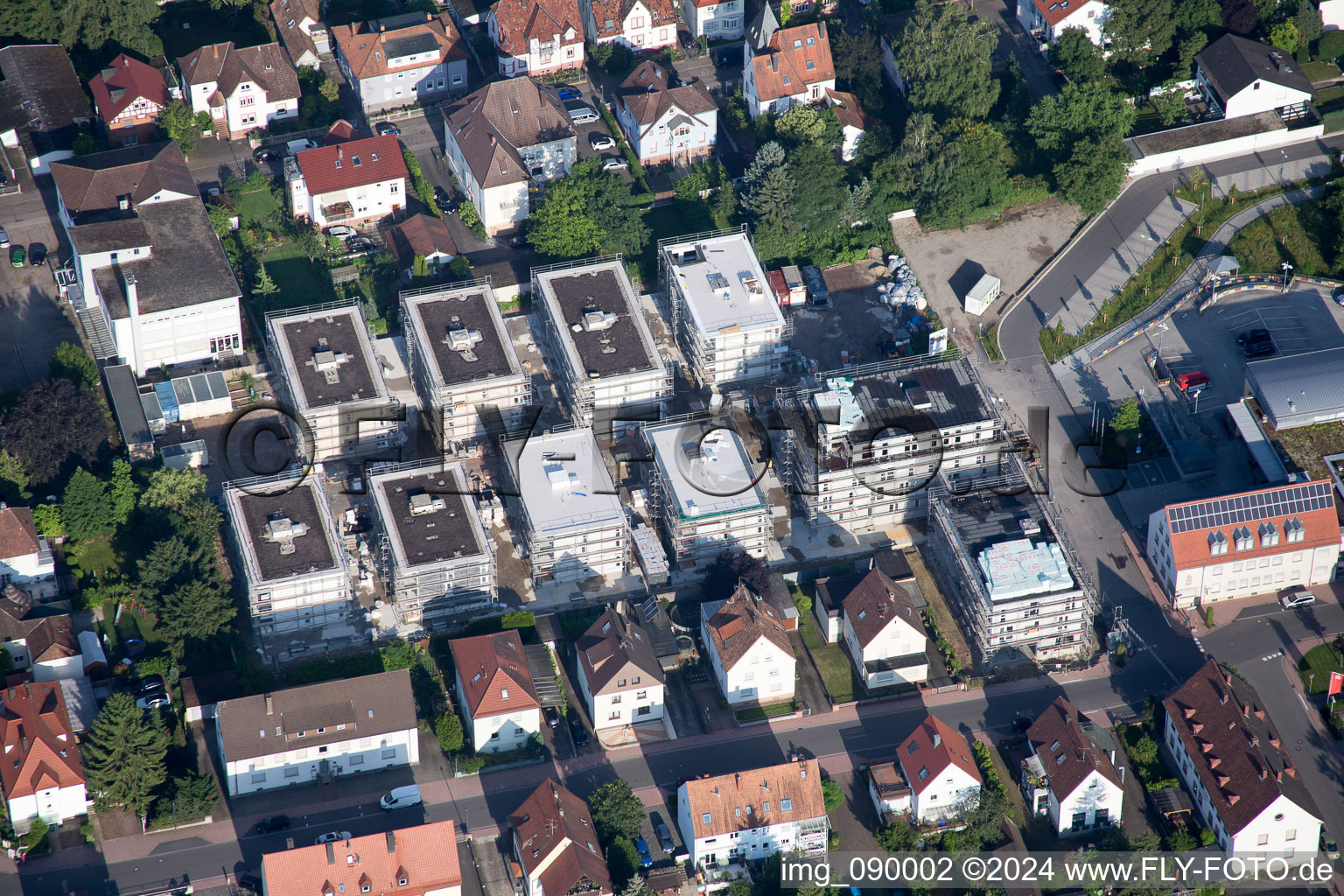 Oblique view of In the city center" New building of RiBa GmbH between Bismarck- and Gartenstr in Kandel in the state Rhineland-Palatinate, Germany