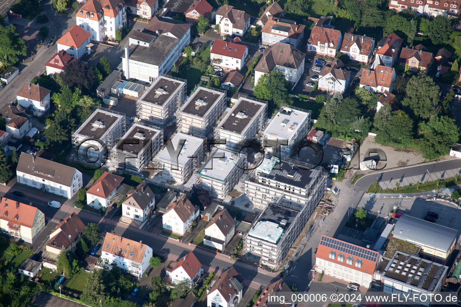 In the city center" New building of RiBa GmbH between Bismarck- and Gartenstr in Kandel in the state Rhineland-Palatinate, Germany from the plane