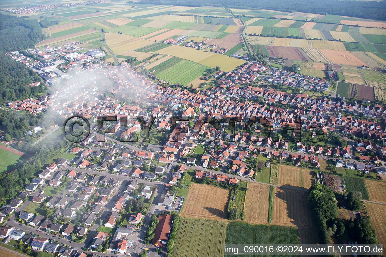 Hatzenbühl in the state Rhineland-Palatinate, Germany from the plane