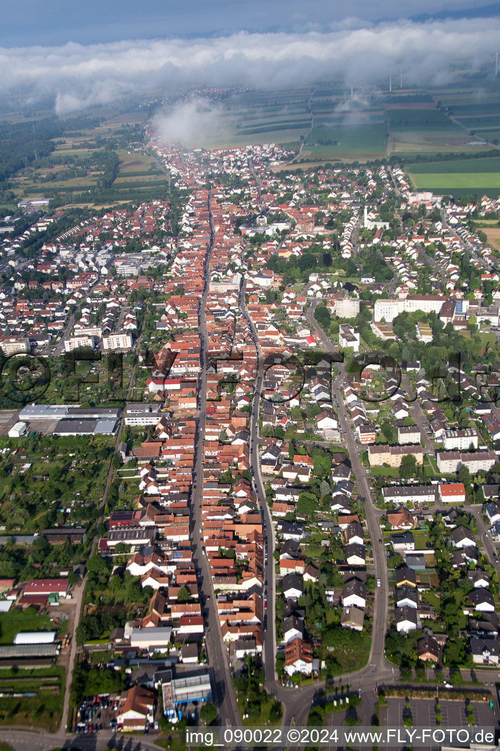 Kandel in the state Rhineland-Palatinate, Germany from the plane