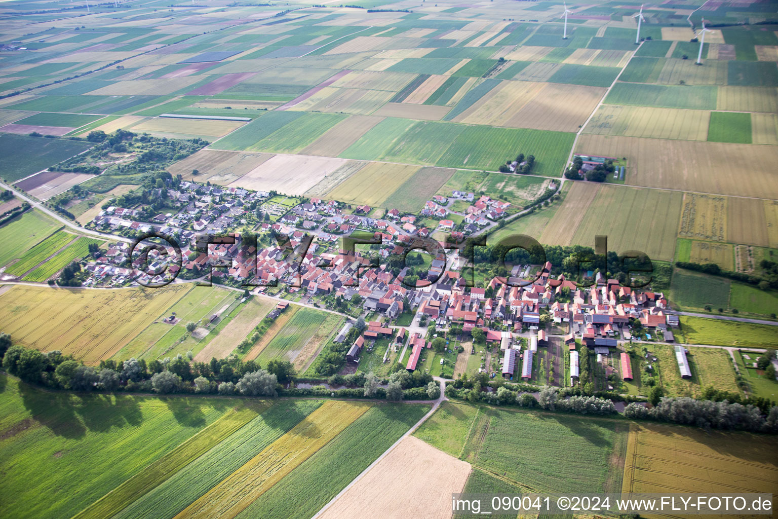 Bird's eye view of Herxheimweyher in the state Rhineland-Palatinate, Germany