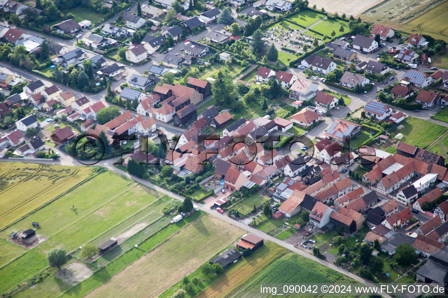 Herxheimweyher in the state Rhineland-Palatinate, Germany viewn from the air