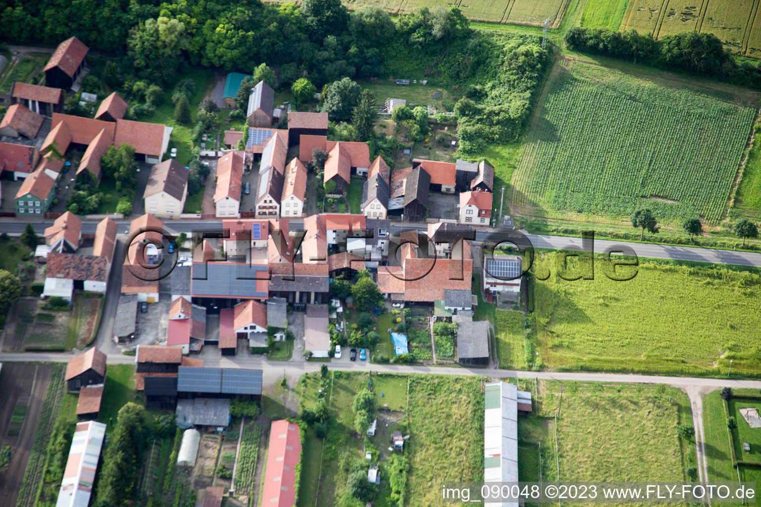 Aerial view of Herxheimweyher in the state Rhineland-Palatinate, Germany