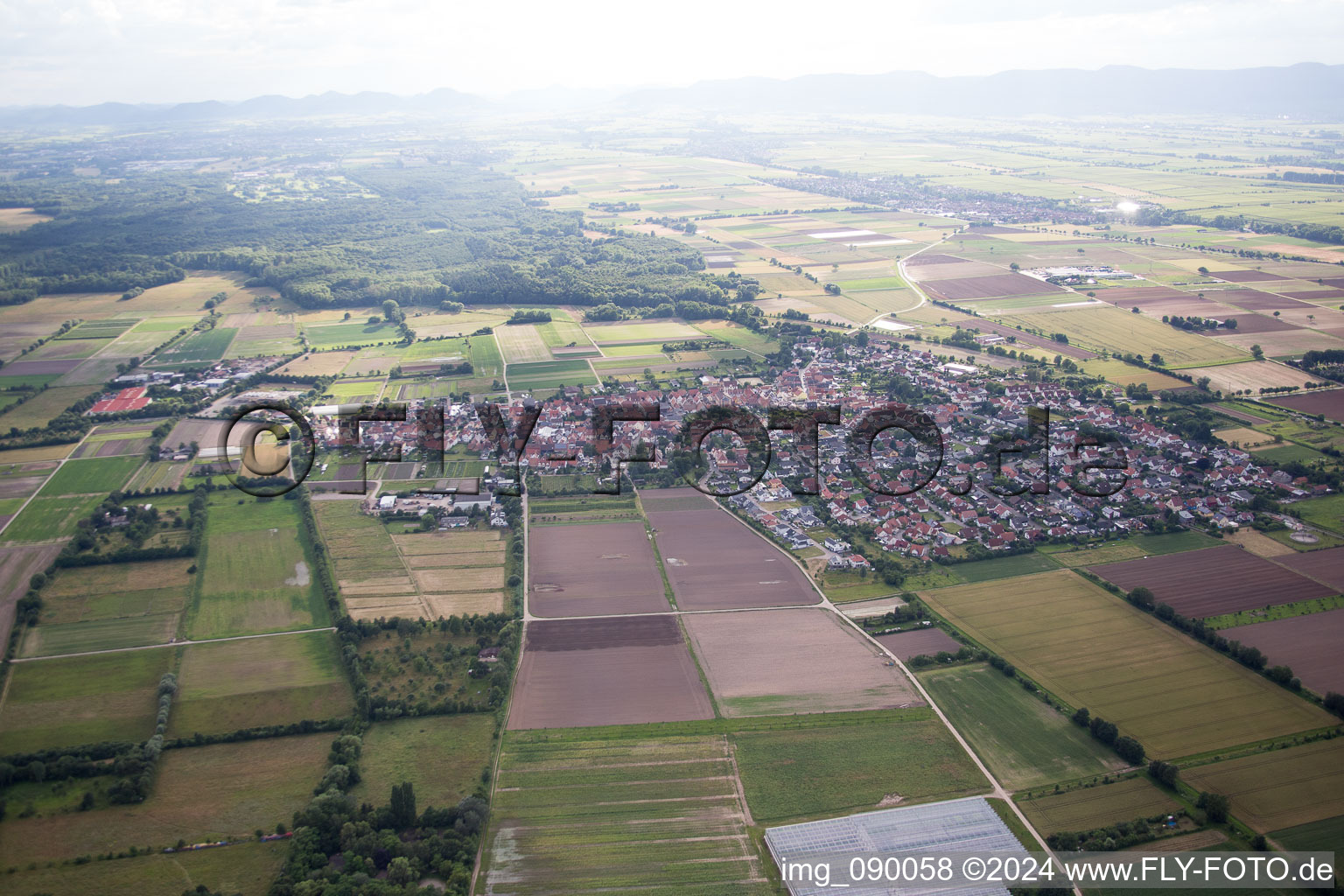 Zeiskam in the state Rhineland-Palatinate, Germany from a drone