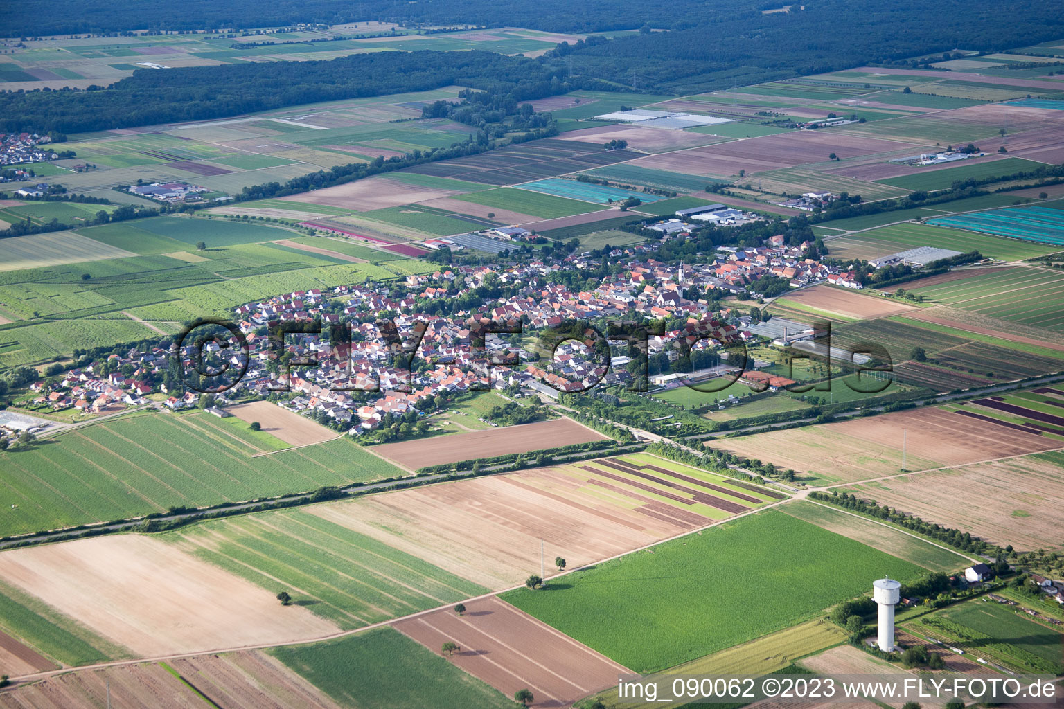 Aerial view of Weingarten in the state Rhineland-Palatinate, Germany