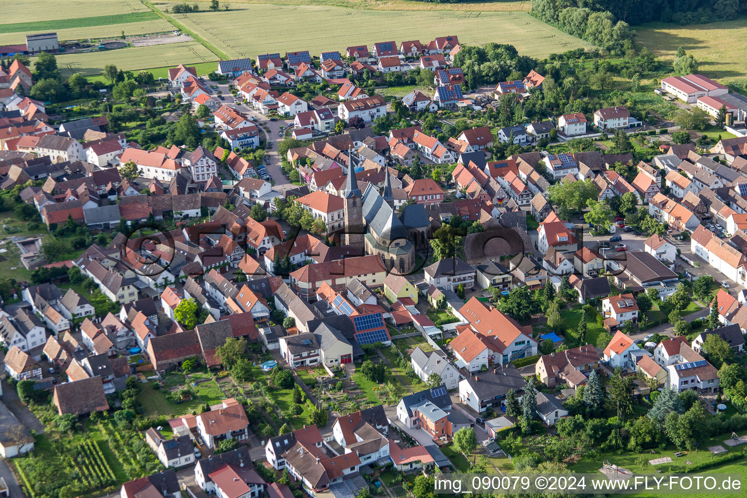 Aerial view of District Geinsheim in Neustadt an der Weinstraße in the state Rhineland-Palatinate, Germany