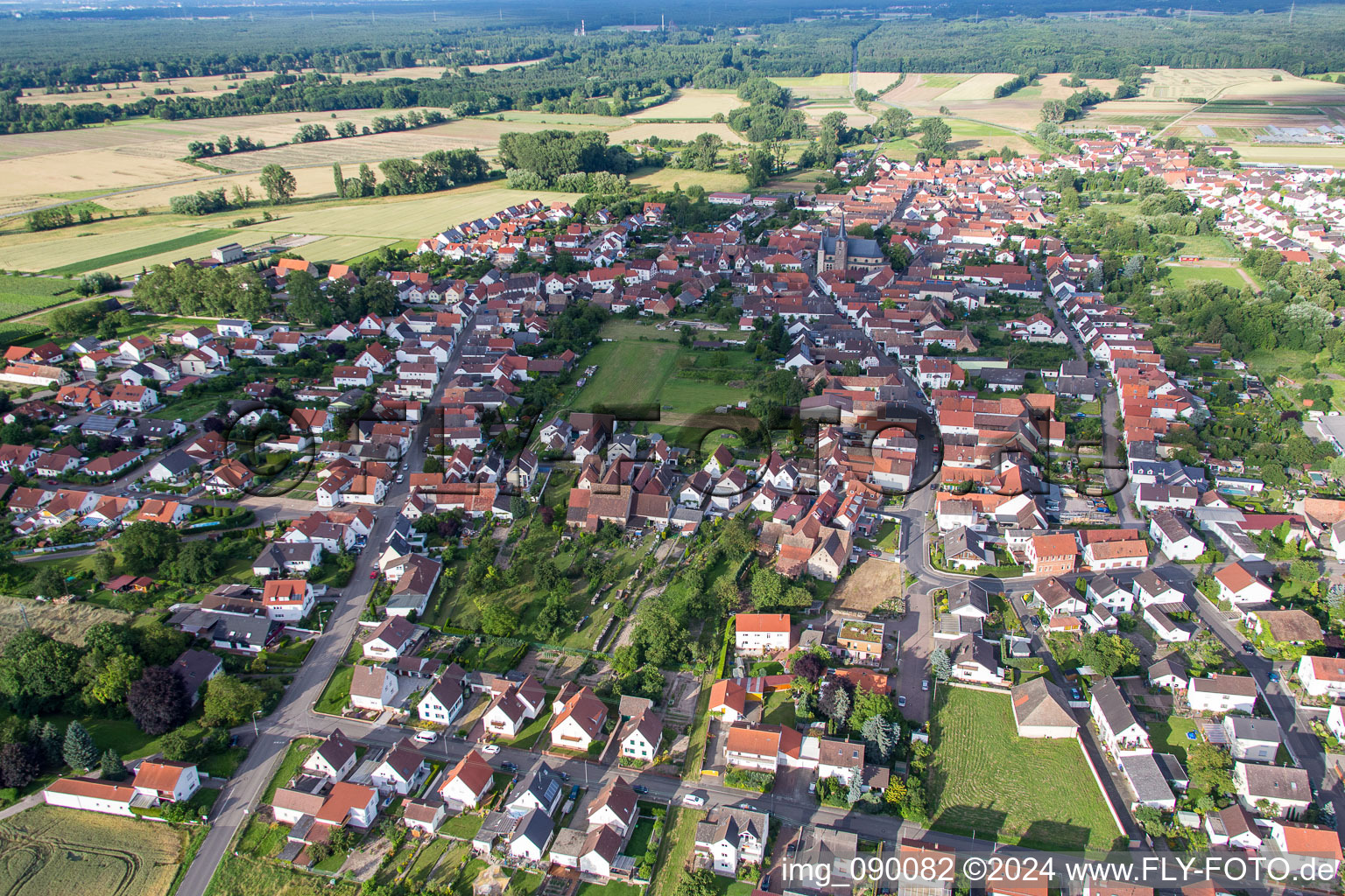 Geinsheim in the state Rhineland-Palatinate, Germany seen from above