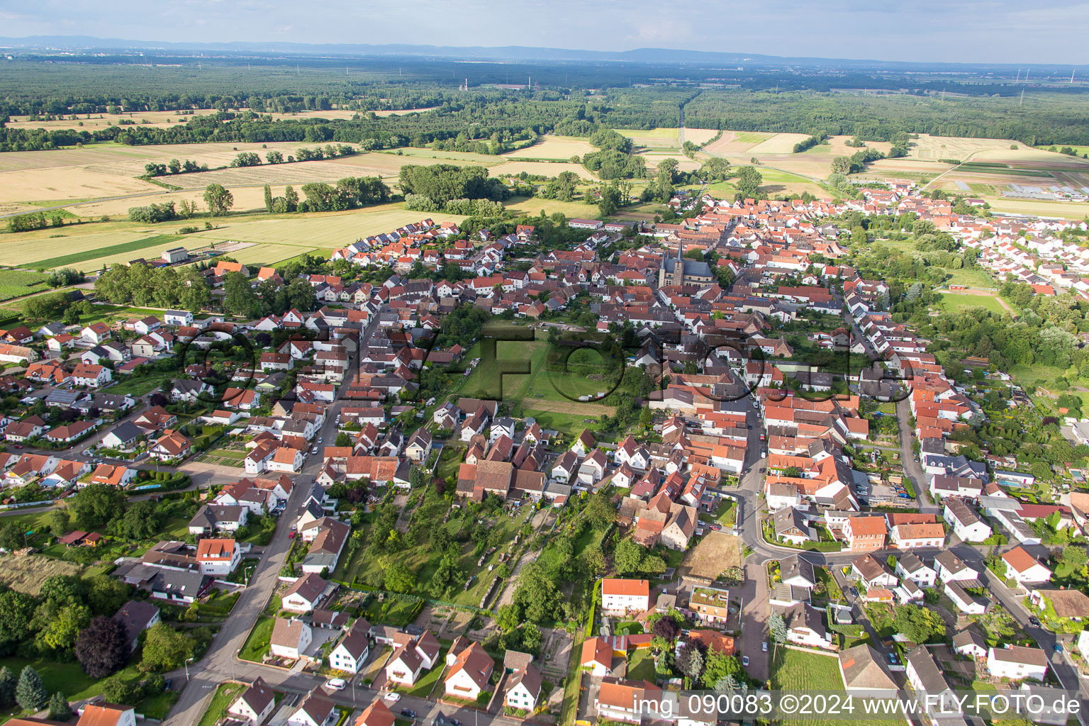 Aerial photograpy of From the west in the district Geinsheim in Neustadt an der Weinstraße in the state Rhineland-Palatinate, Germany