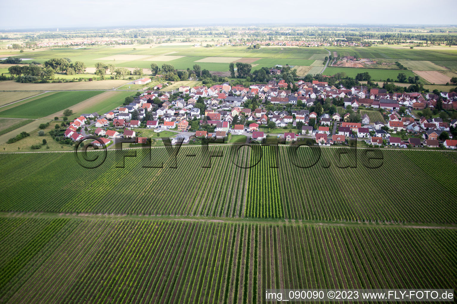 District Duttweiler in Neustadt an der Weinstraße in the state Rhineland-Palatinate, Germany from above