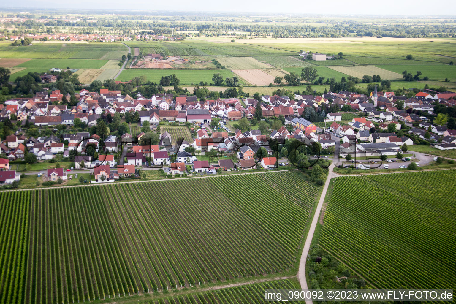 District Duttweiler in Neustadt an der Weinstraße in the state Rhineland-Palatinate, Germany seen from above