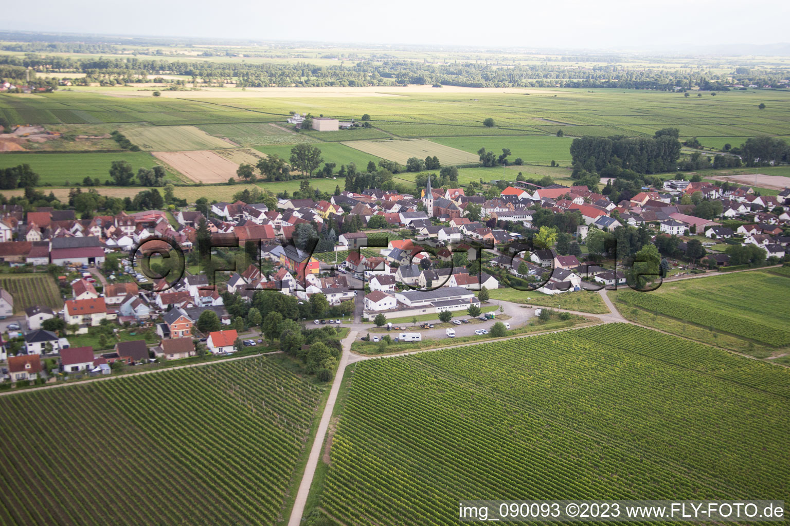 District Duttweiler in Neustadt an der Weinstraße in the state Rhineland-Palatinate, Germany from the plane