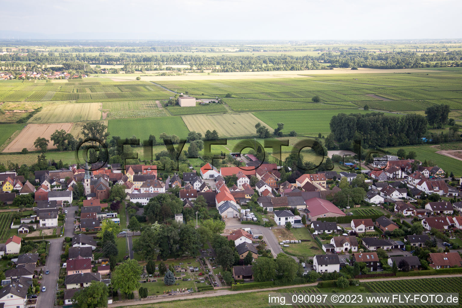 District Duttweiler in Neustadt an der Weinstraße in the state Rhineland-Palatinate, Germany viewn from the air