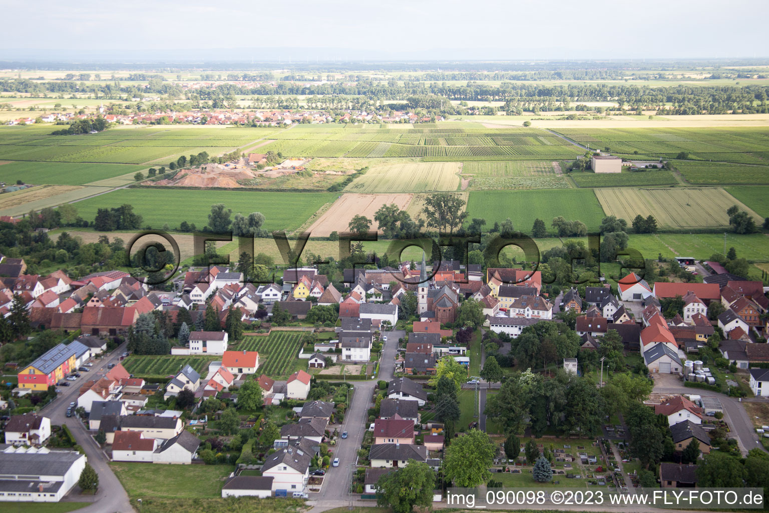 Drone recording of District Duttweiler in Neustadt an der Weinstraße in the state Rhineland-Palatinate, Germany