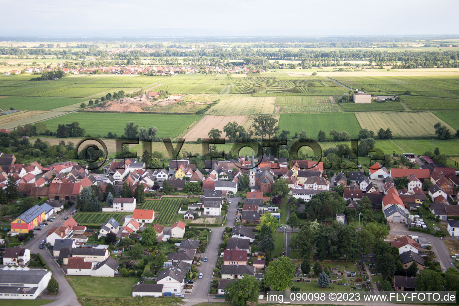 District Duttweiler in Neustadt an der Weinstraße in the state Rhineland-Palatinate, Germany from the drone perspective