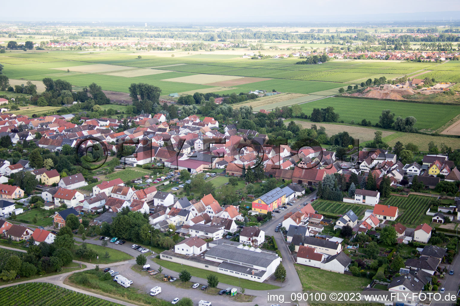 District Duttweiler in Neustadt an der Weinstraße in the state Rhineland-Palatinate, Germany from the drone perspective
