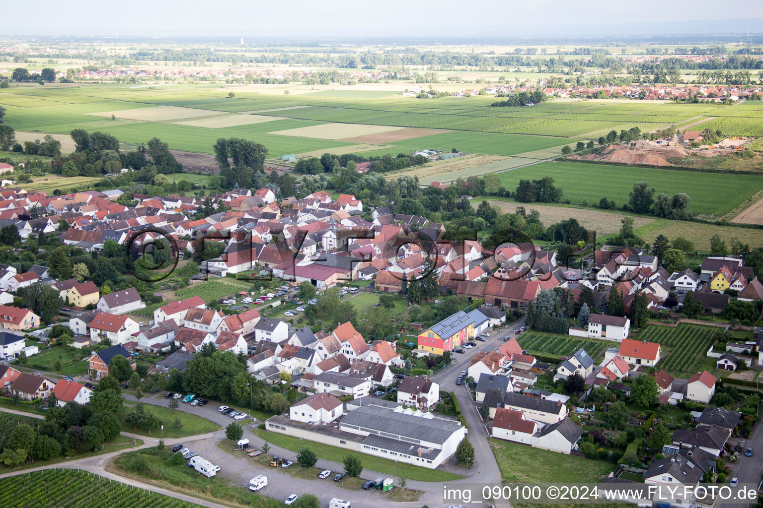 District Duttweiler in Neustadt an der Weinstraße in the state Rhineland-Palatinate, Germany seen from a drone