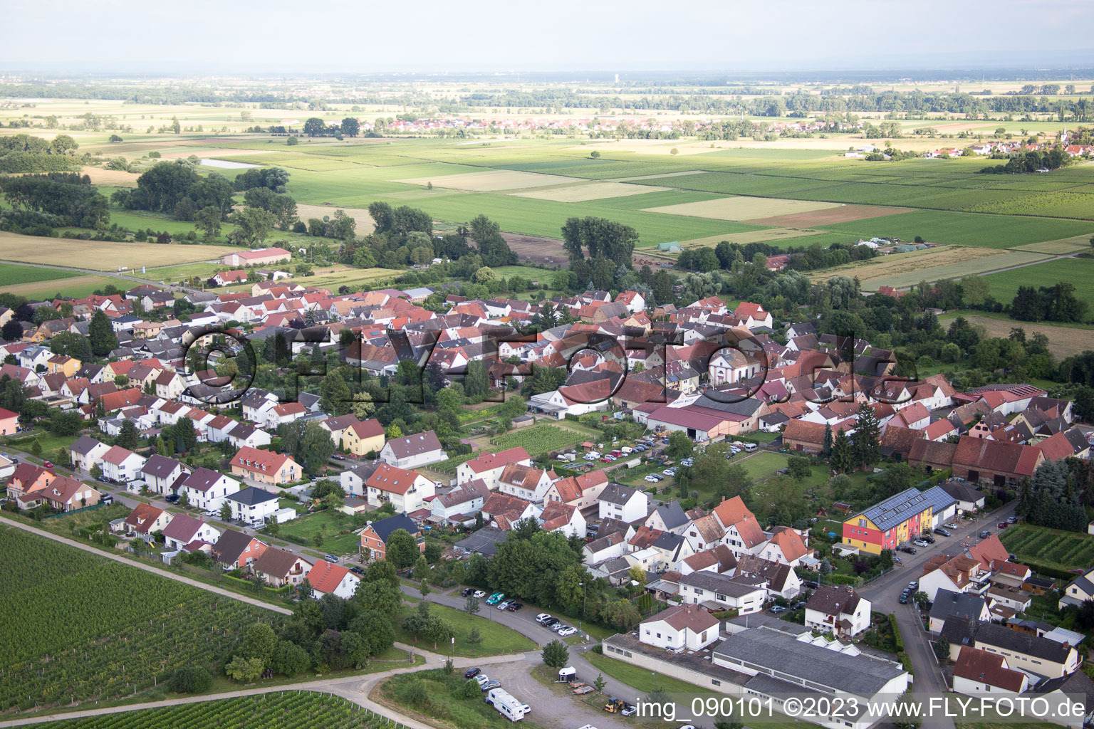 Aerial view of District Duttweiler in Neustadt an der Weinstraße in the state Rhineland-Palatinate, Germany