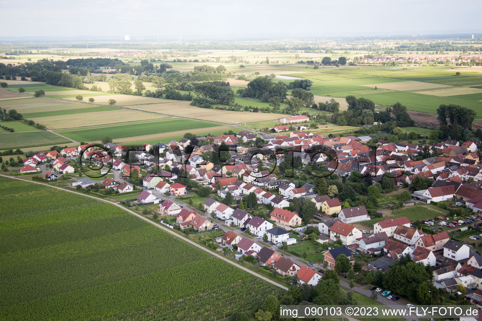 Oblique view of District Duttweiler in Neustadt an der Weinstraße in the state Rhineland-Palatinate, Germany