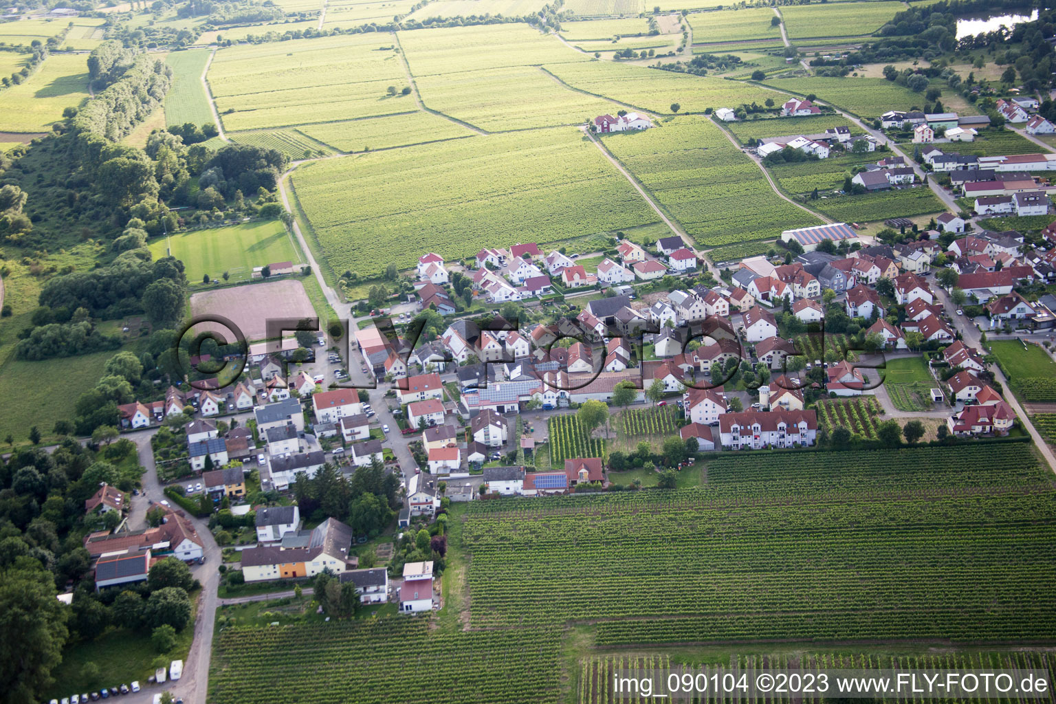 Drone image of Kirrweiler in the state Rhineland-Palatinate, Germany
