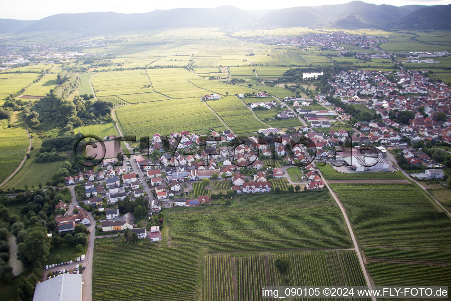 Kirrweiler in the state Rhineland-Palatinate, Germany from the drone perspective