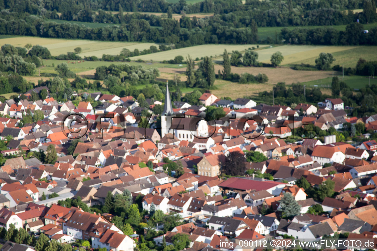 Drone recording of Venningen in the state Rhineland-Palatinate, Germany