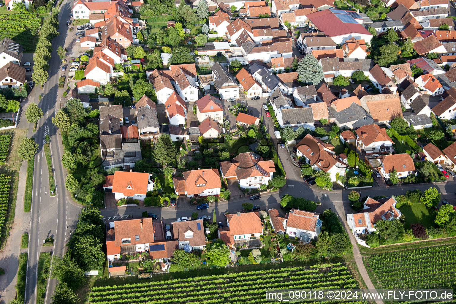 Aerial view of Venningen in the state Rhineland-Palatinate, Germany