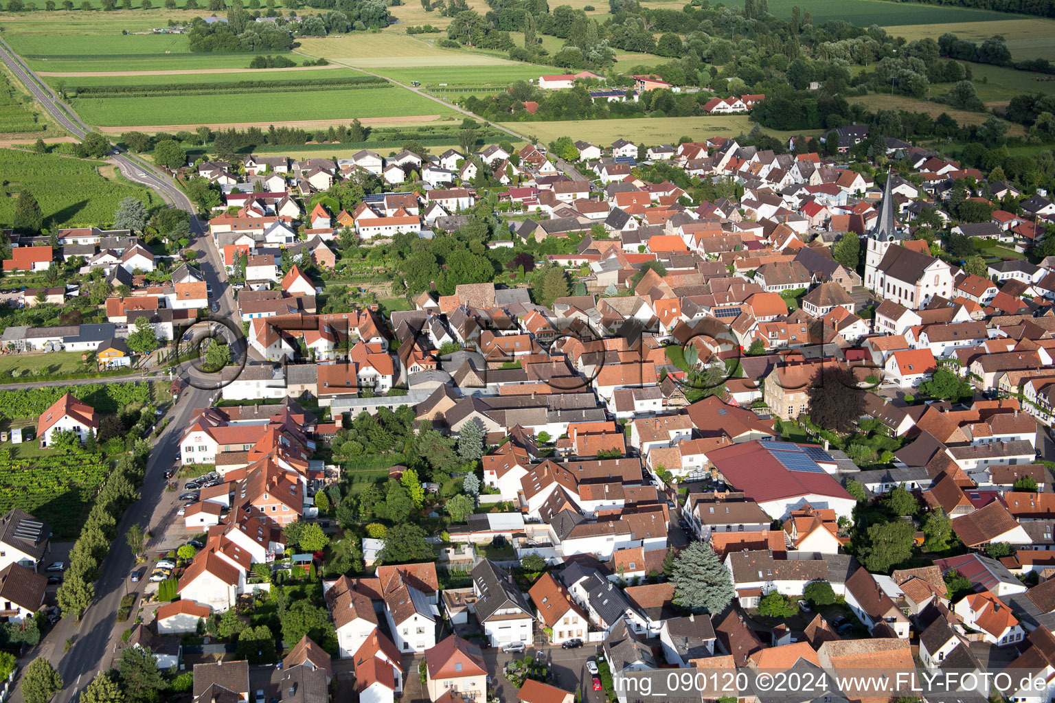 Oblique view of Venningen in the state Rhineland-Palatinate, Germany