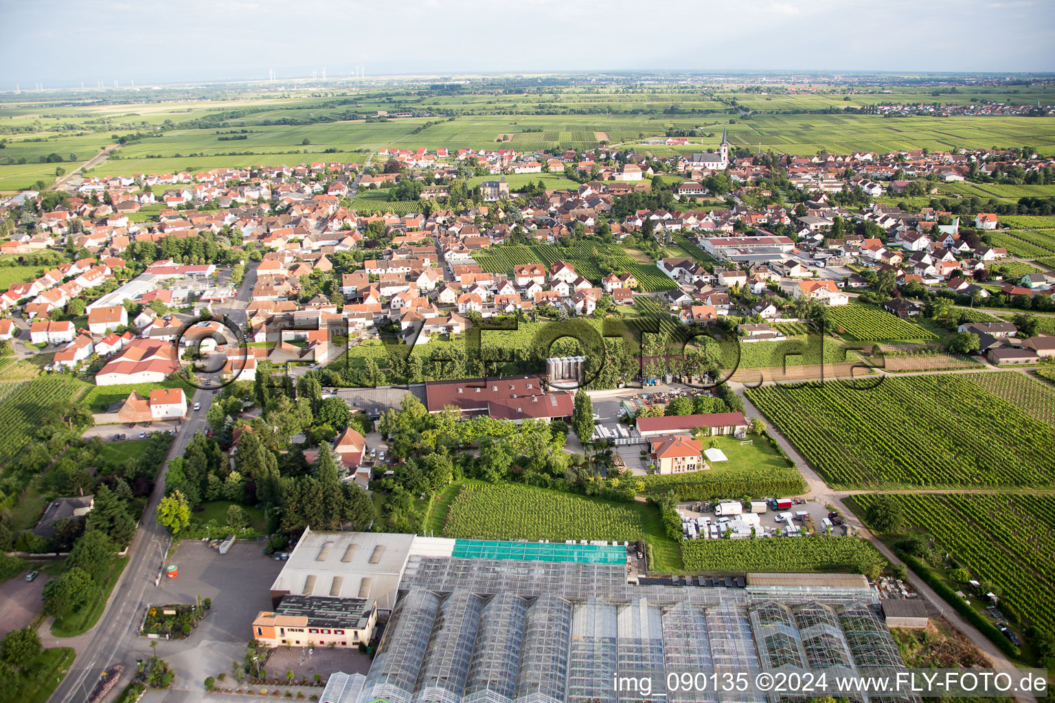 Edesheim in the state Rhineland-Palatinate, Germany from above