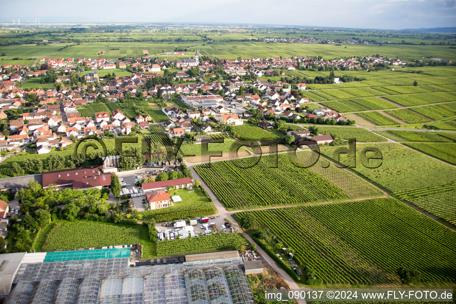 Edesheim in the state Rhineland-Palatinate, Germany seen from above