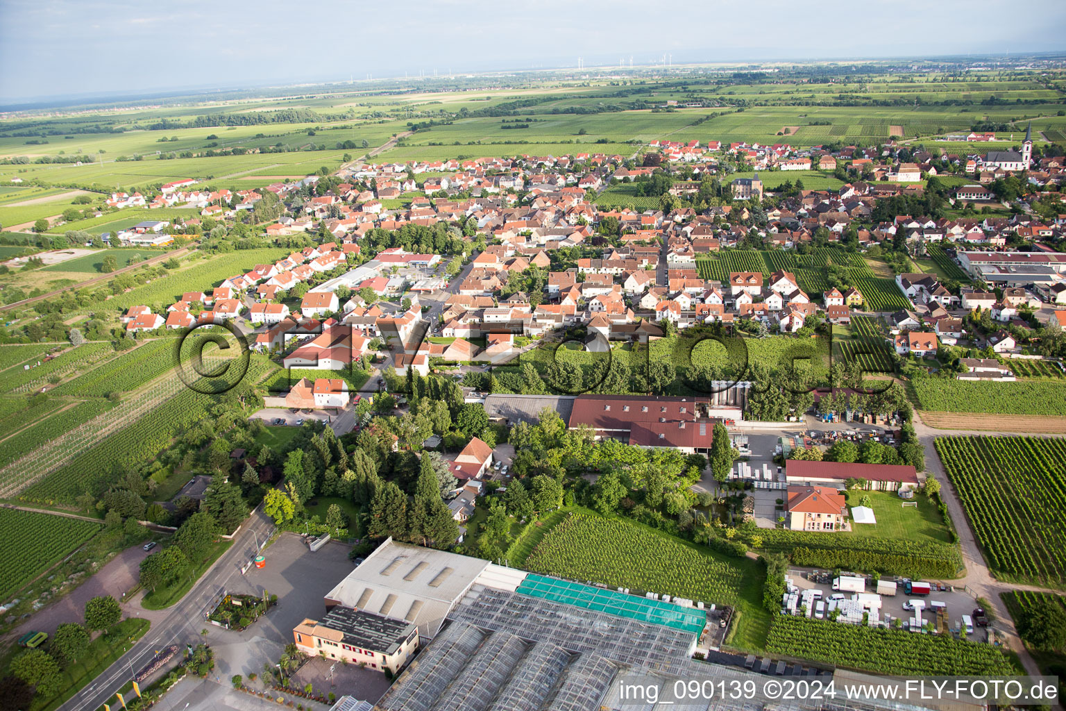 Edesheim in the state Rhineland-Palatinate, Germany from the plane