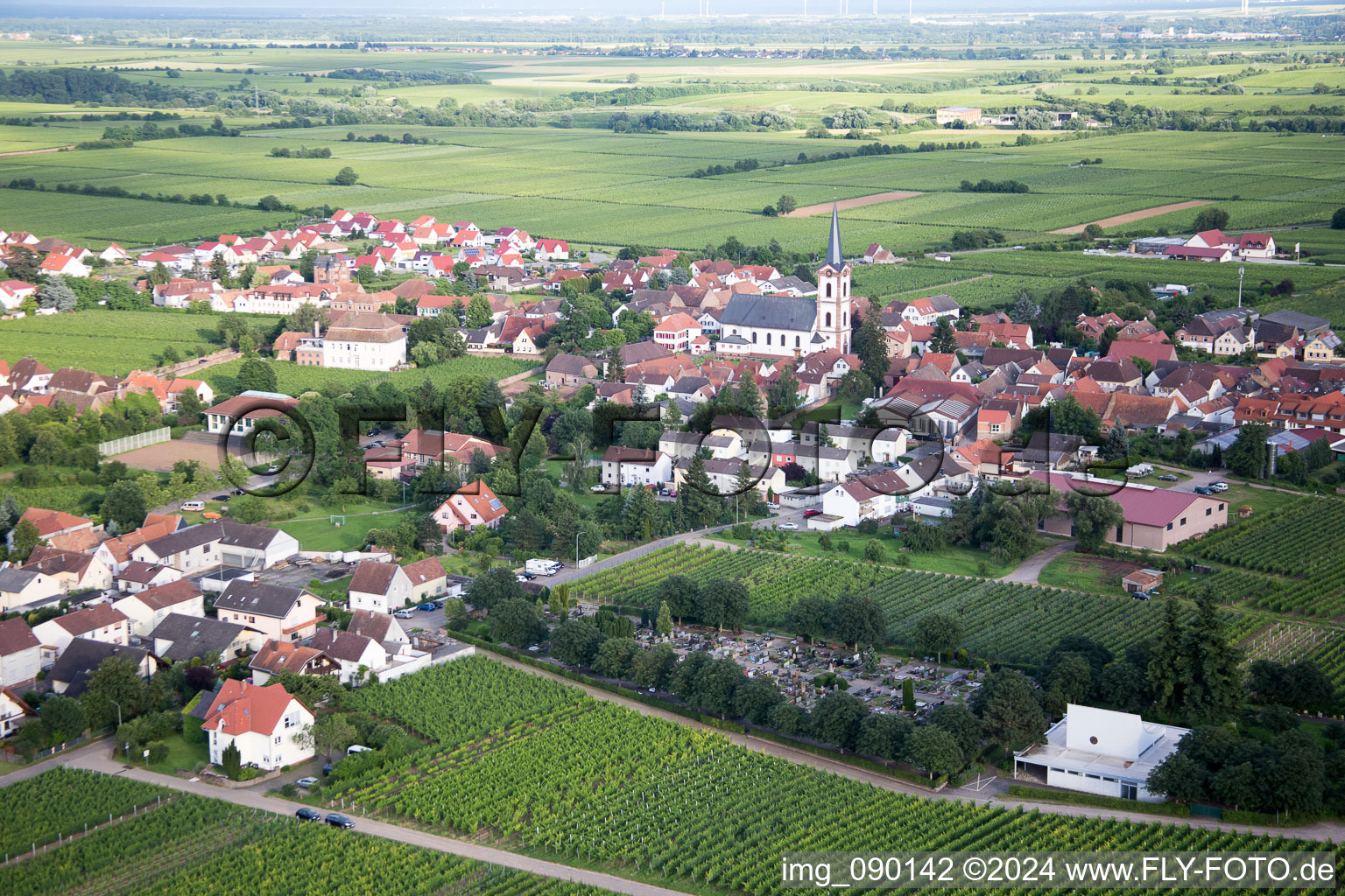 Bird's eye view of Edesheim in the state Rhineland-Palatinate, Germany