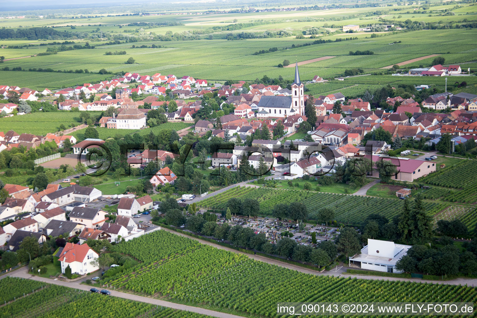 Edesheim in the state Rhineland-Palatinate, Germany viewn from the air