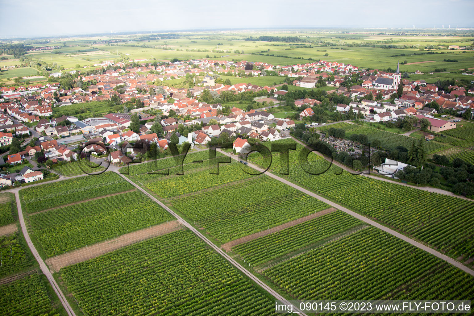 Drone image of Edesheim in the state Rhineland-Palatinate, Germany