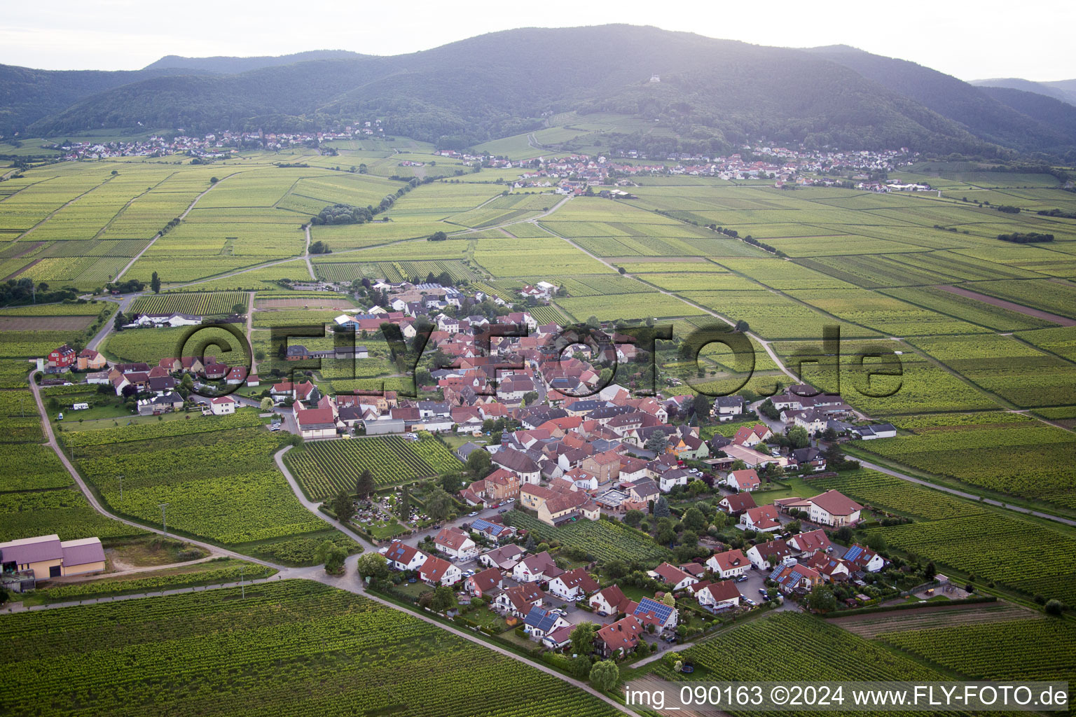 Village - view on the edge of wine yards in Flemlingen in the state Rhineland-Palatinate, Germany