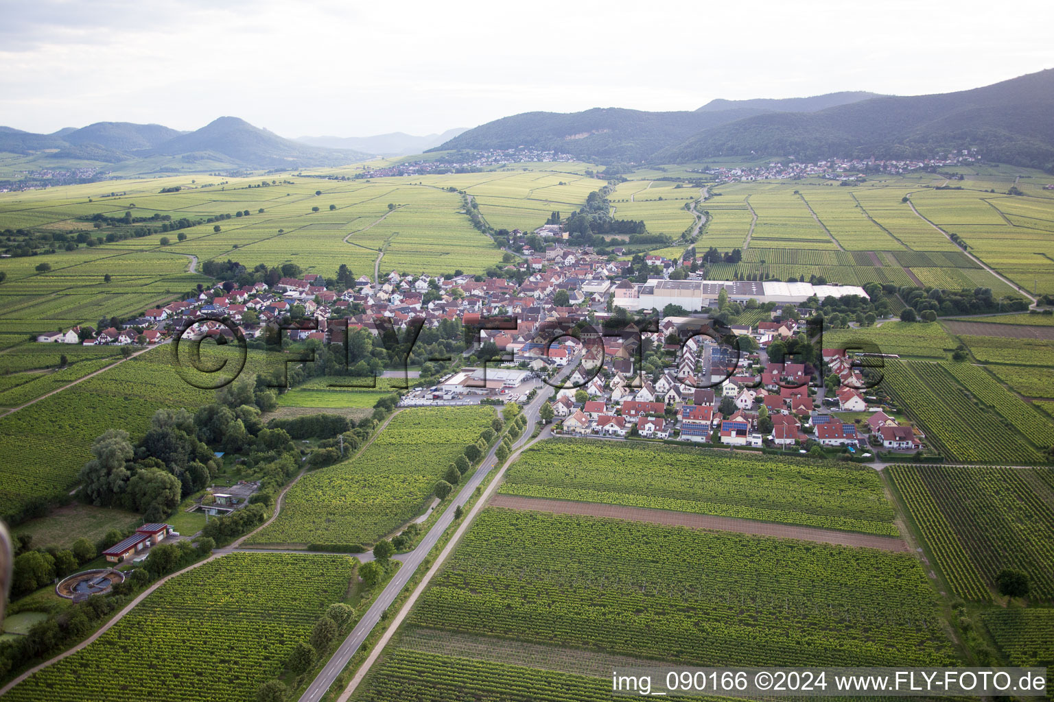 Aerial view of Böchingen in the state Rhineland-Palatinate, Germany