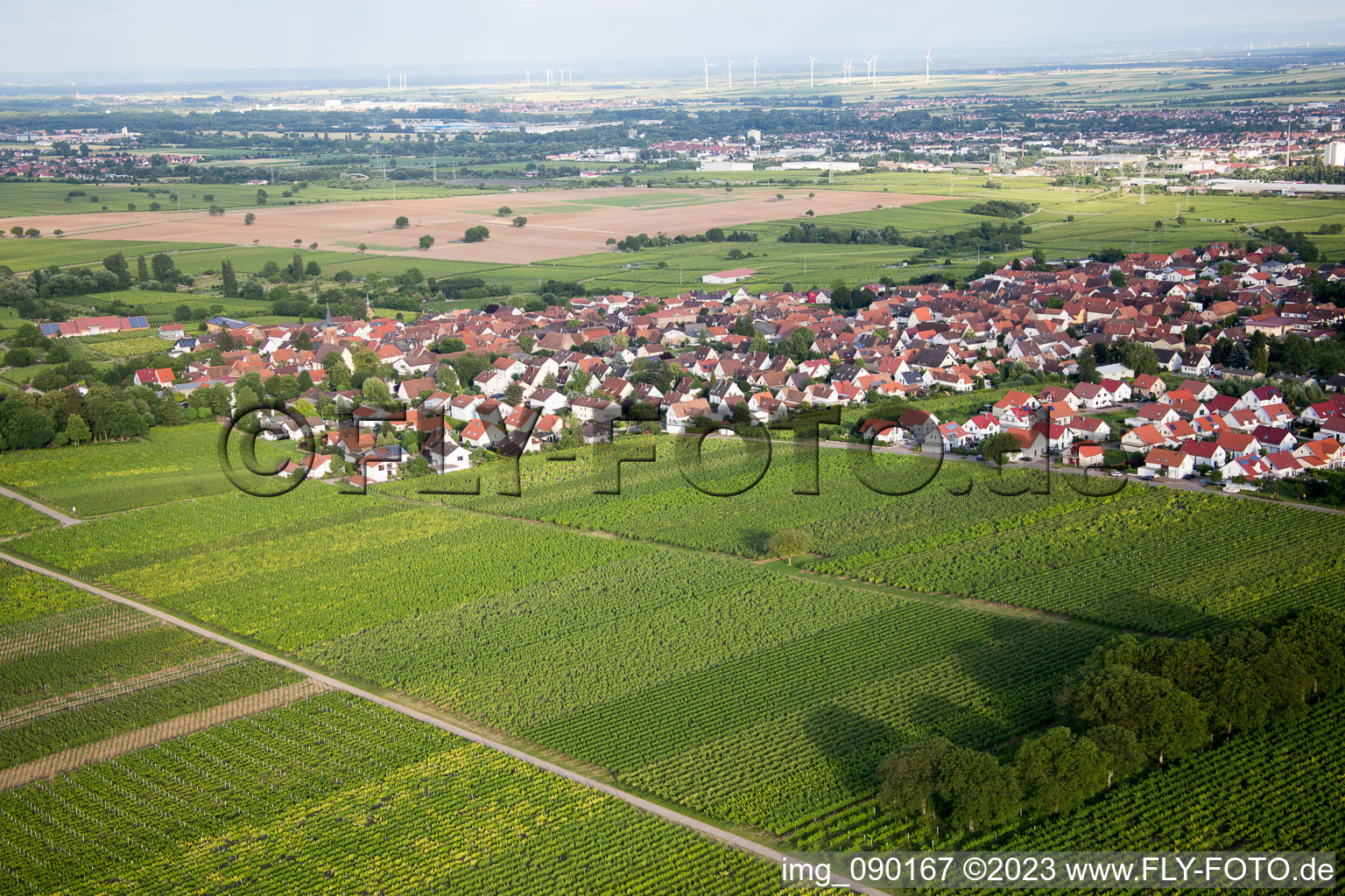 Aerial view of District Nußdorf in Landau in der Pfalz in the state Rhineland-Palatinate, Germany
