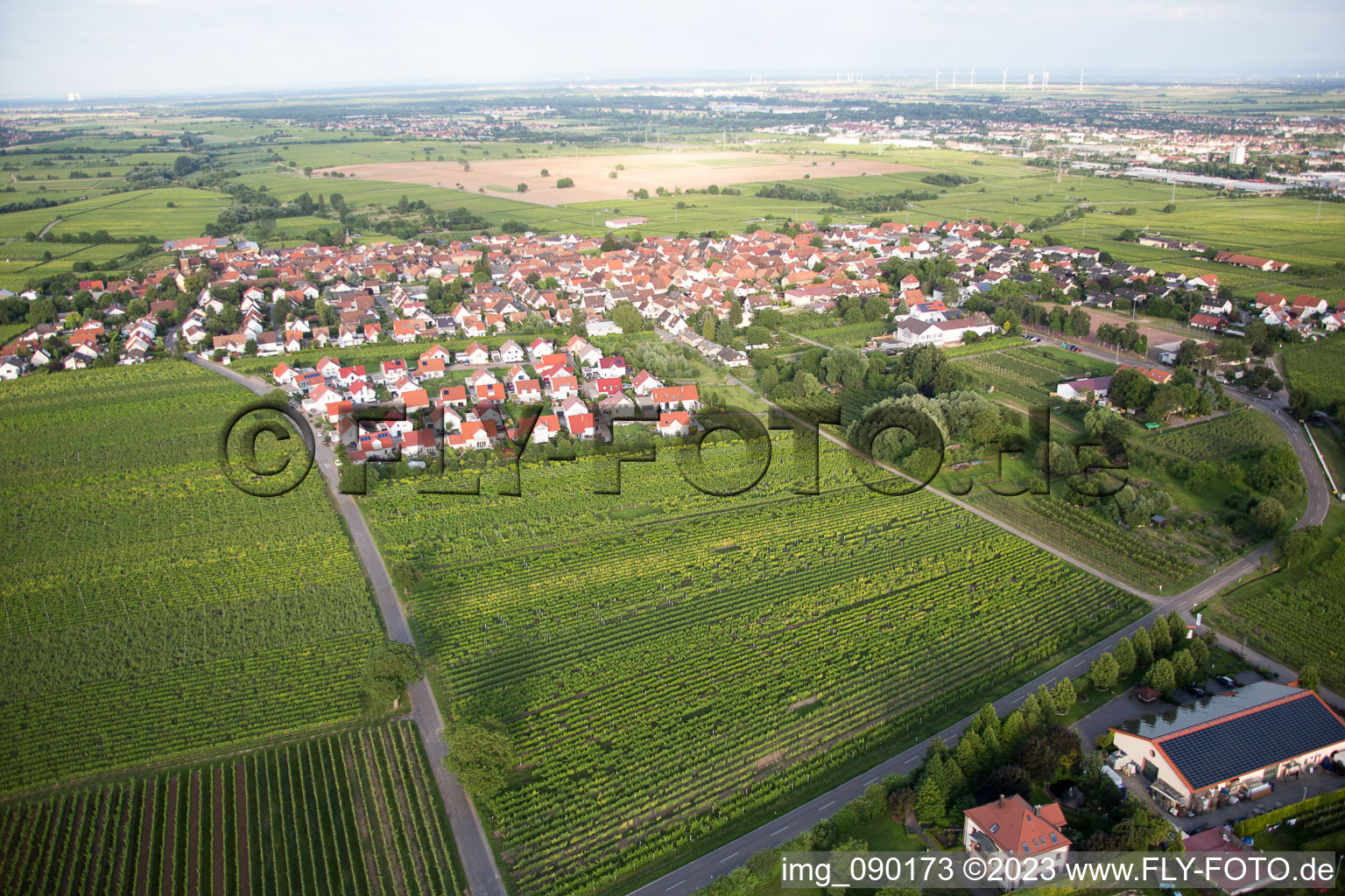 District Nußdorf in Landau in der Pfalz in the state Rhineland-Palatinate, Germany seen from above