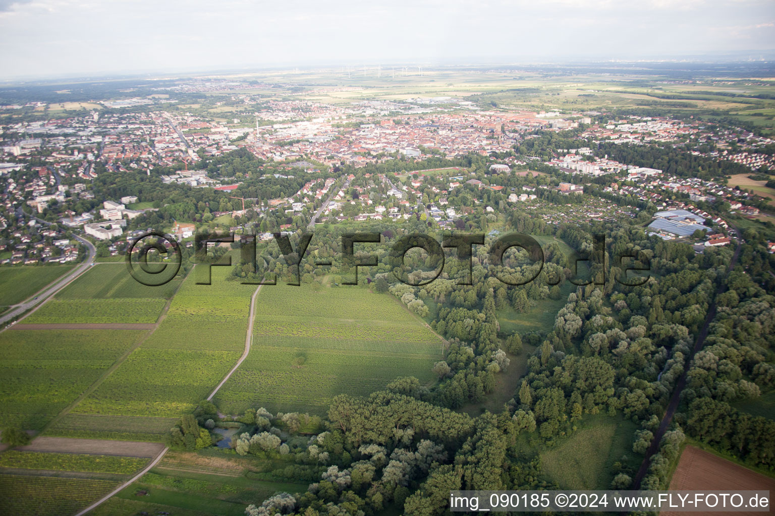 Bird's eye view of Landau in der Pfalz in the state Rhineland-Palatinate, Germany