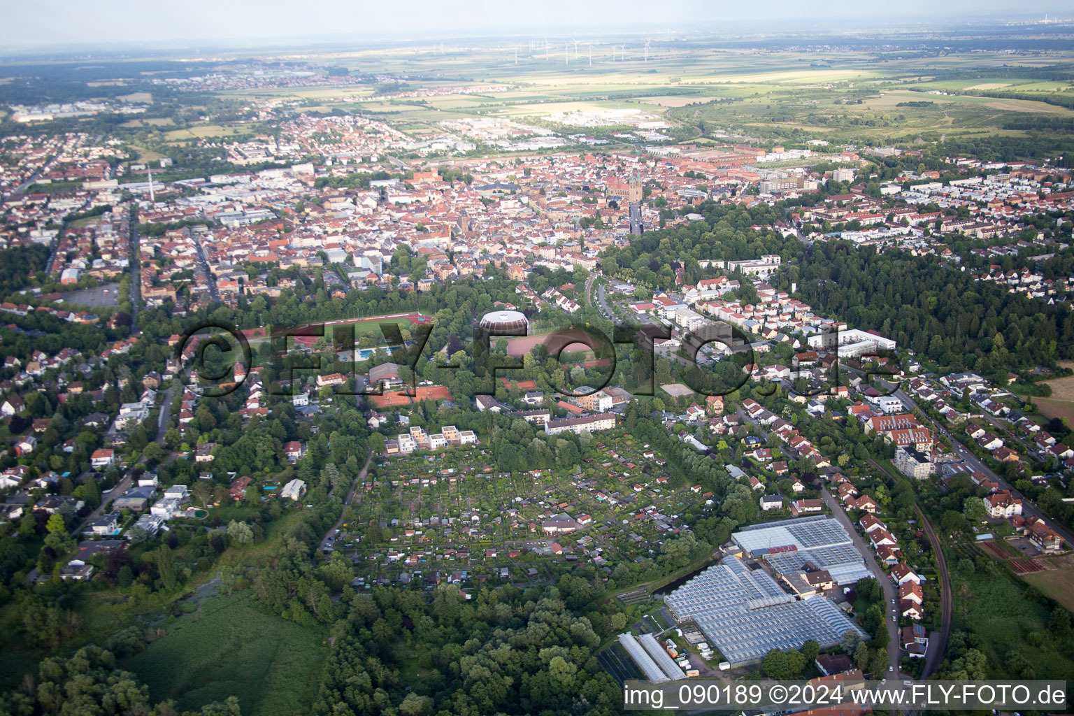 Landau in der Pfalz in the state Rhineland-Palatinate, Germany from the drone perspective