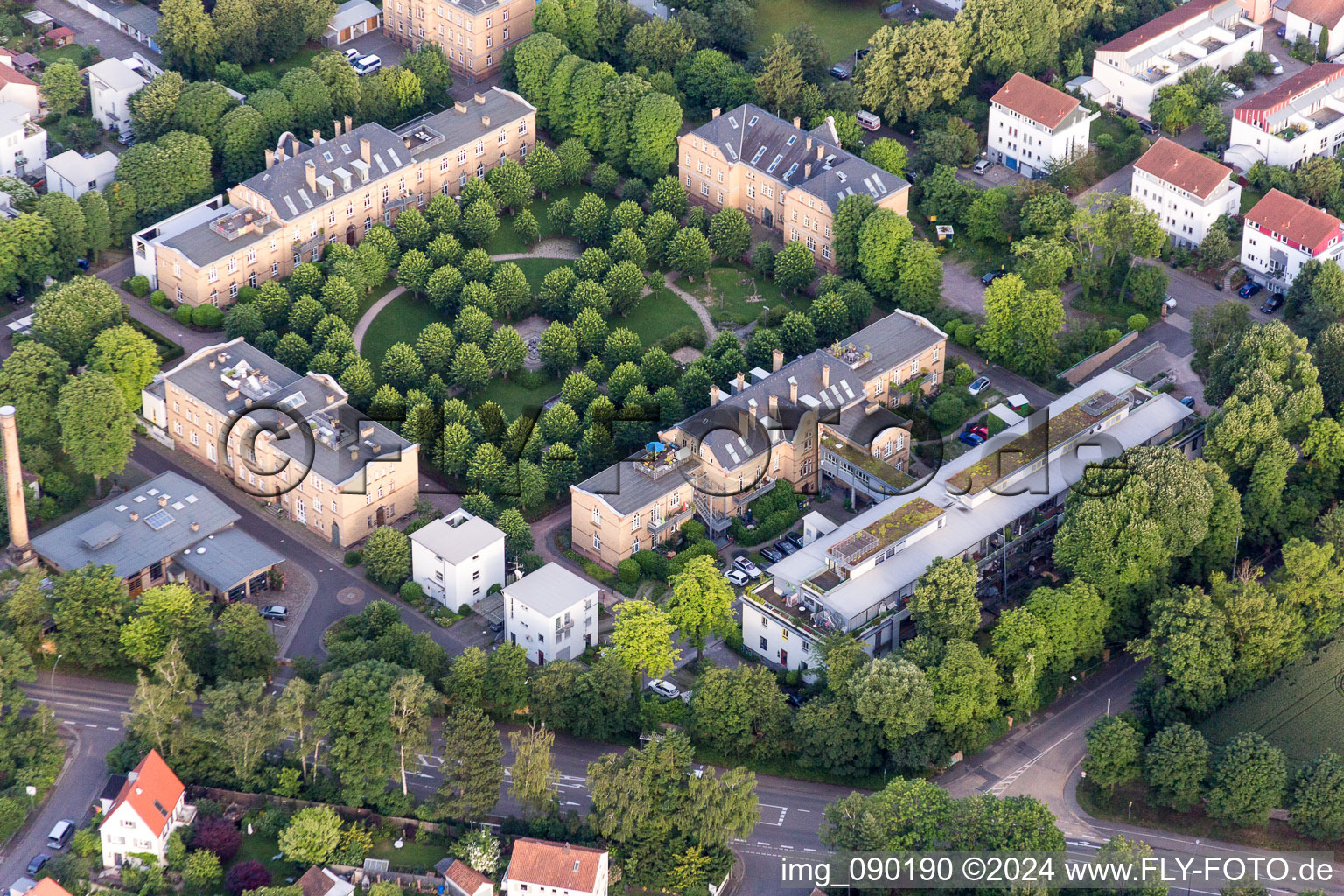 Ensemble space Lazarettgarten in the inner city center in Landau in der Pfalz in the state Rhineland-Palatinate, Germany