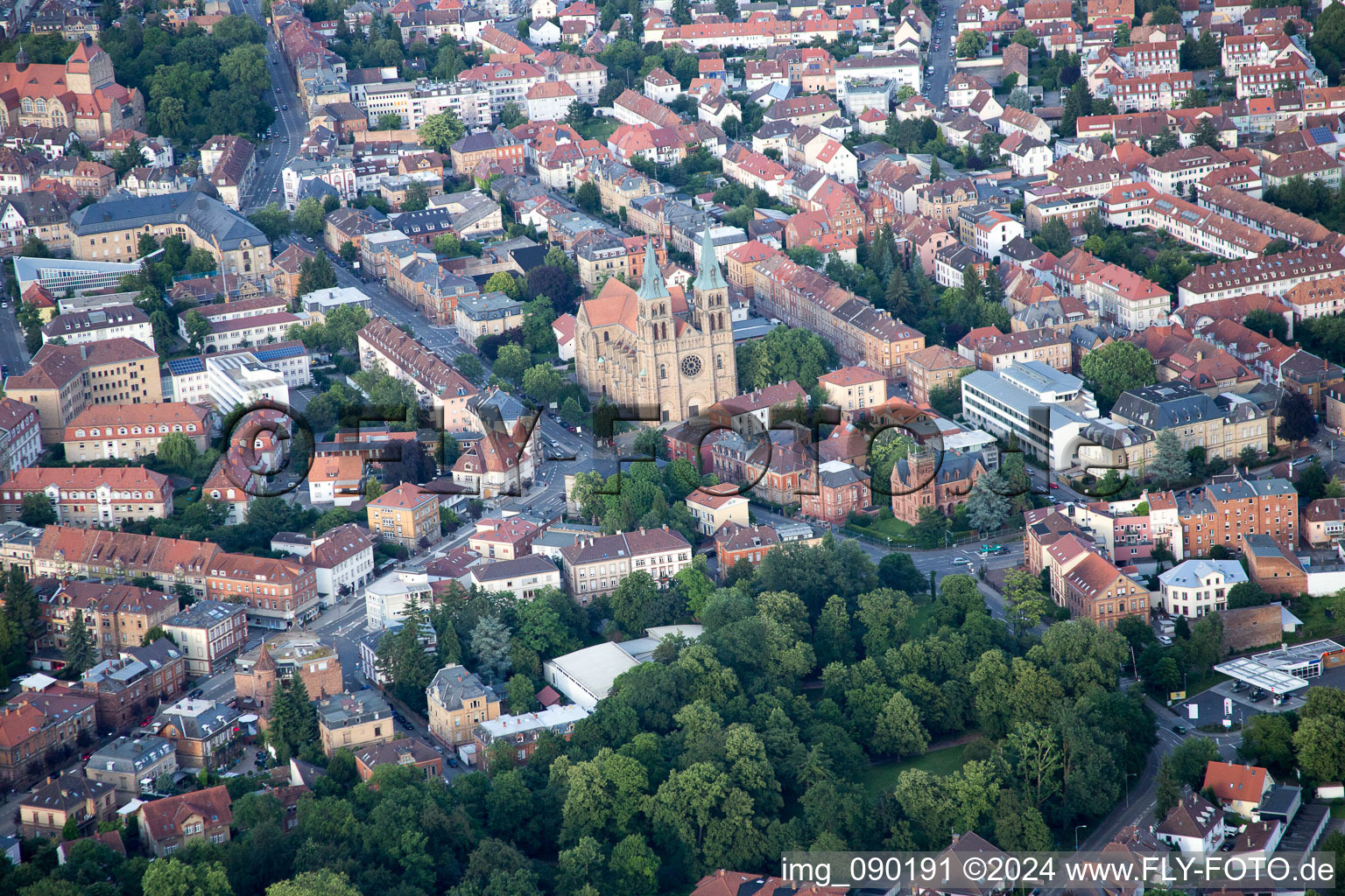 Landau in der Pfalz in the state Rhineland-Palatinate, Germany from a drone