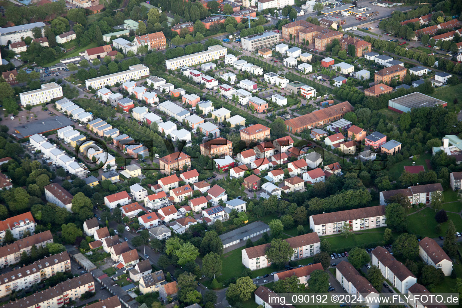 Landau in der Pfalz in the state Rhineland-Palatinate, Germany seen from a drone