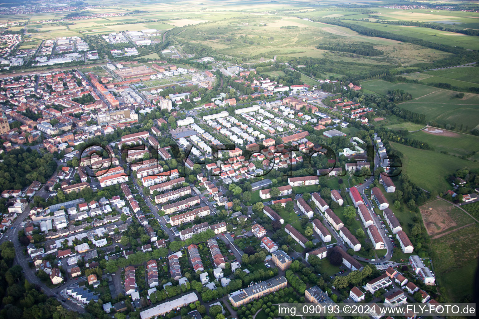 Aerial view of Landau in der Pfalz in the state Rhineland-Palatinate, Germany