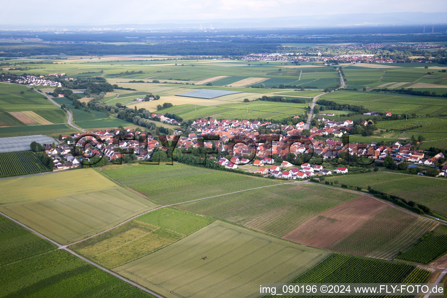 Impflingen in the state Rhineland-Palatinate, Germany seen from above