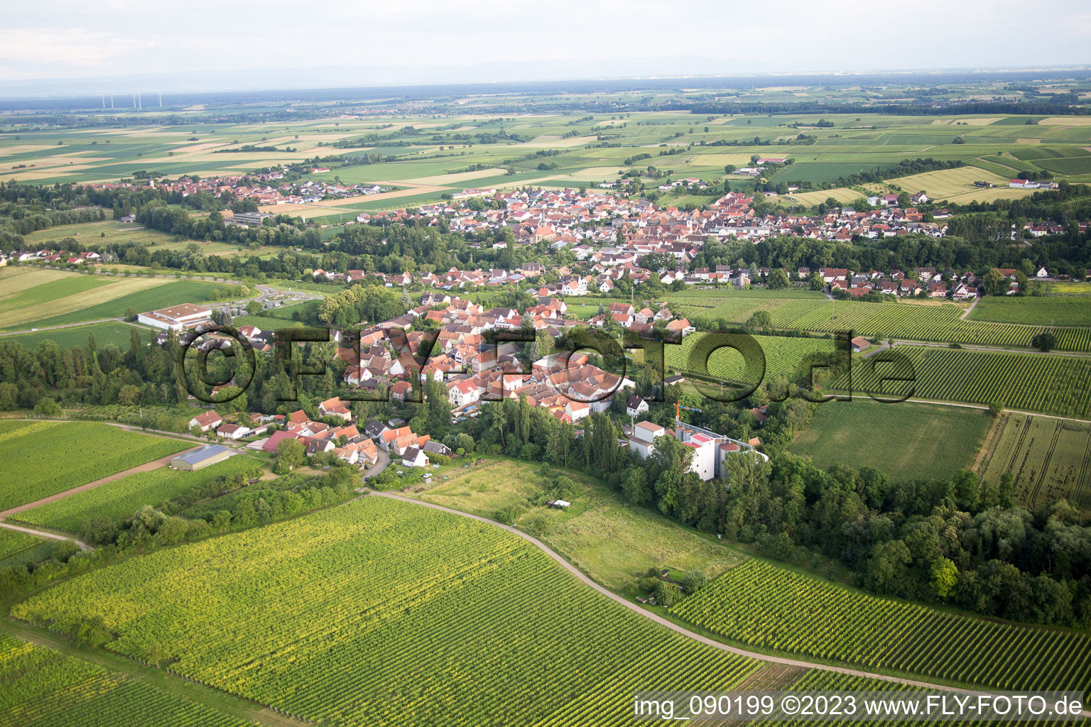 Drone image of District Appenhofen in Billigheim-Ingenheim in the state Rhineland-Palatinate, Germany