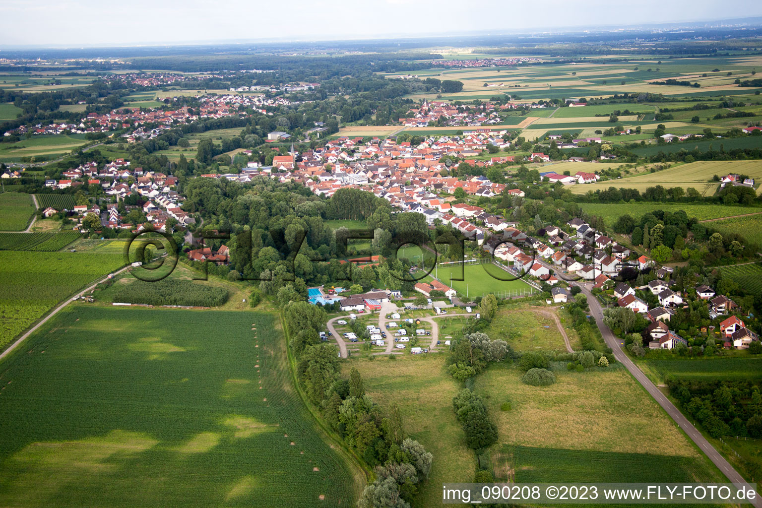 District Ingenheim in Billigheim-Ingenheim in the state Rhineland-Palatinate, Germany out of the air