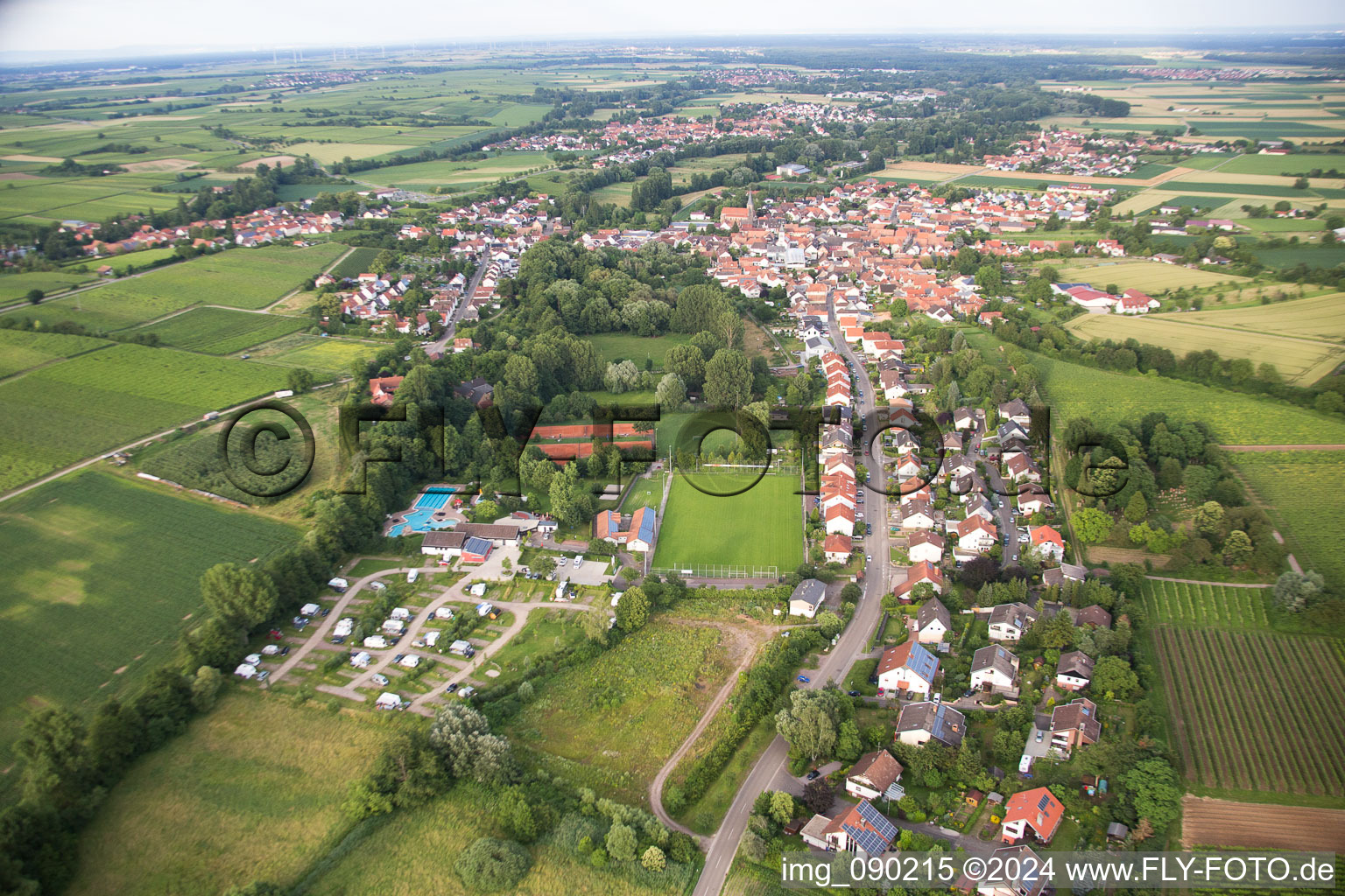 Bird's eye view of District Ingenheim in Billigheim-Ingenheim in the state Rhineland-Palatinate, Germany