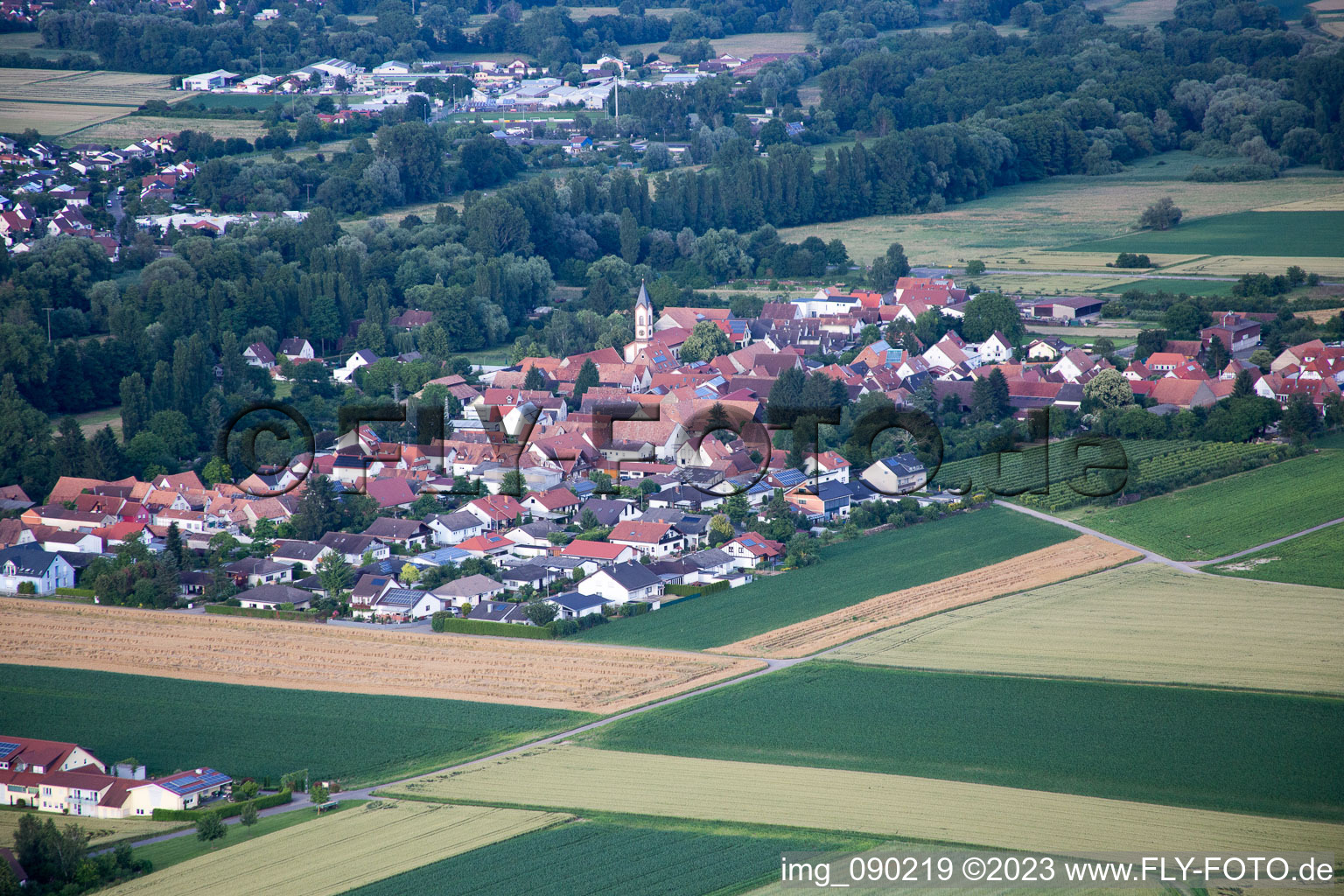 District Mühlhofen in Billigheim-Ingenheim in the state Rhineland-Palatinate, Germany from the plane